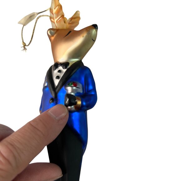 VTG Pottery Barn Reindeer Blown Glass Ornaments 1998 Set of 8 Comet Vixen Cupid - Picture 10 of 12